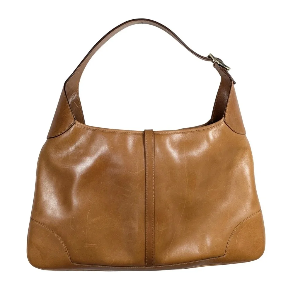 Vintage Gucci Tom Ford Era Jackie O Shoulder Bag Tan Brown Leather Y2K purse - Picture 11 of 12